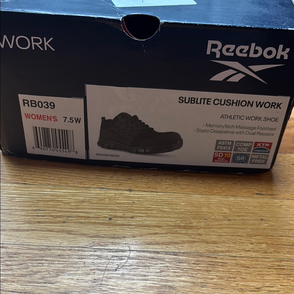 Reebok Black Sublite Cushion Work Shoes with Breathable Mesh women’s 7.5 - Picture 6 of 6